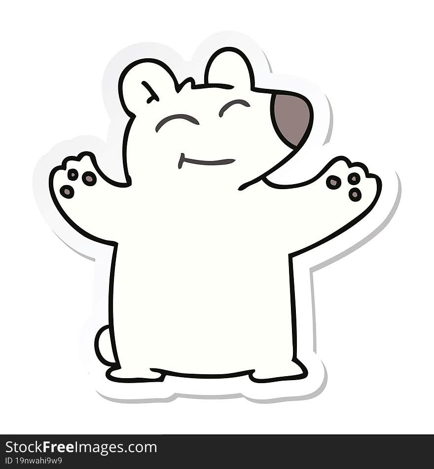 sticker of a quirky hand drawn cartoon polar bear