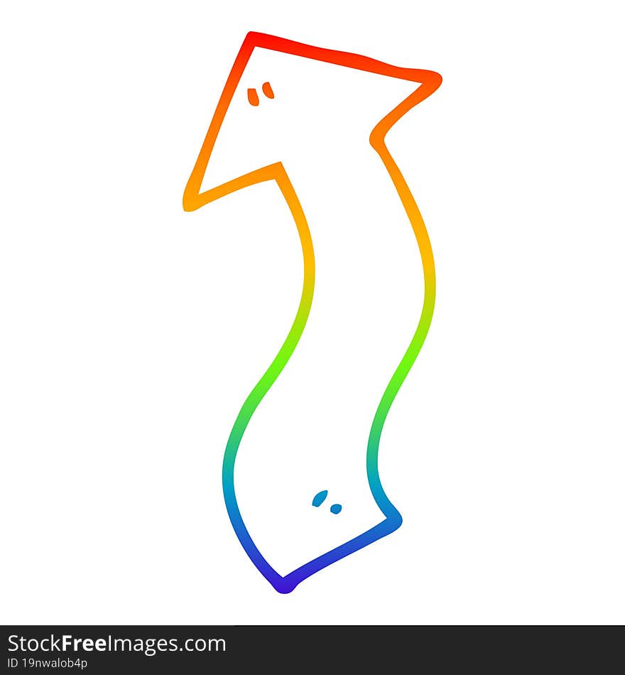 rainbow gradient line drawing cartoon directing arrow