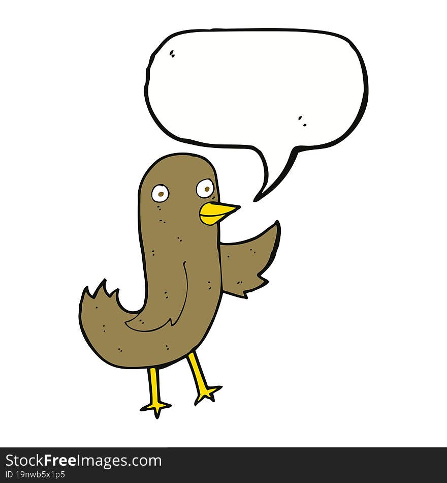 funny cartoon bird with speech bubble