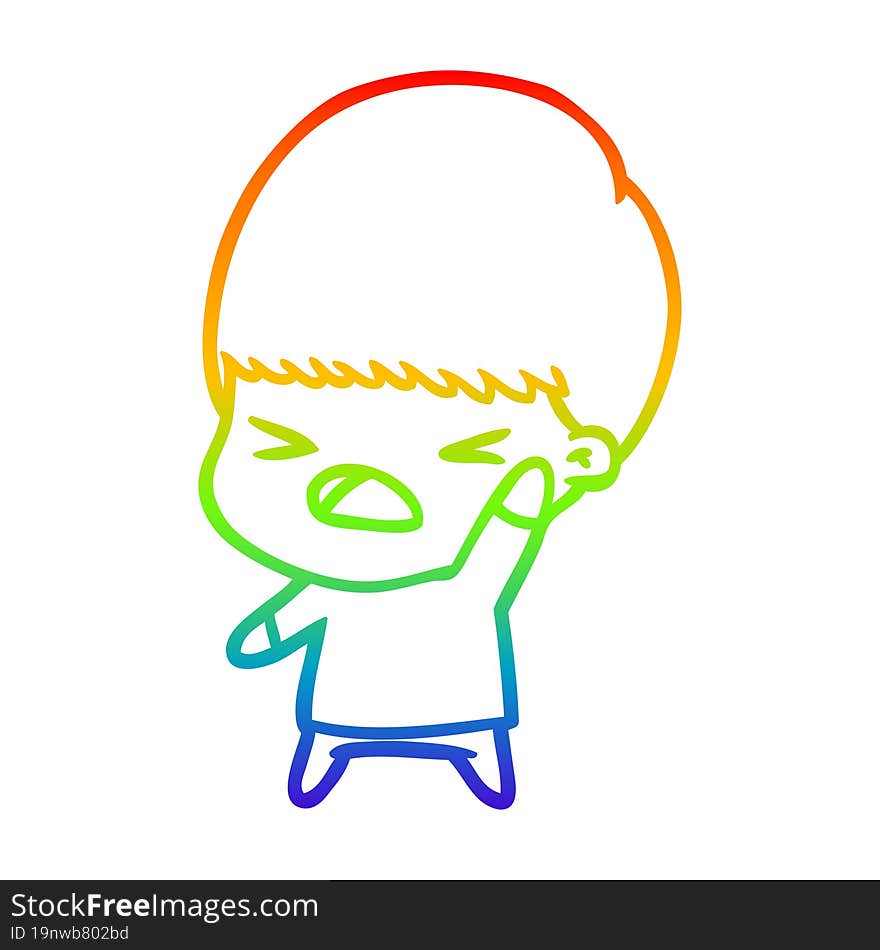 rainbow gradient line drawing cartoon stressed man