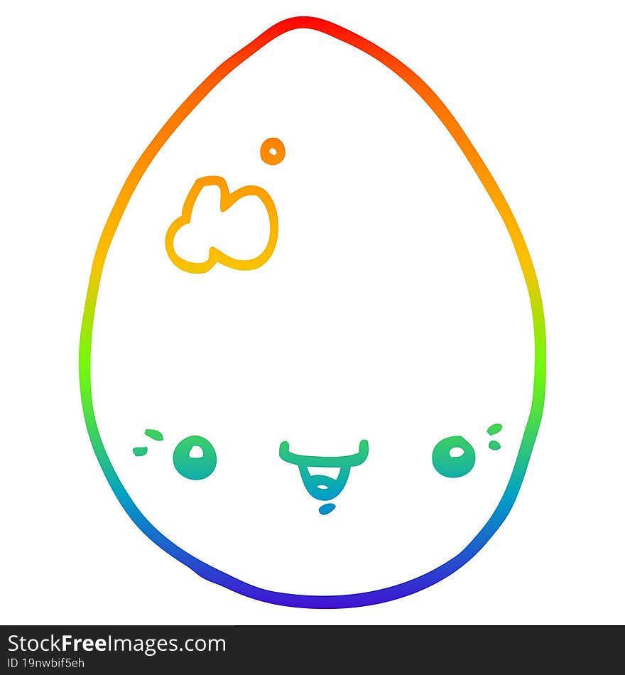 rainbow gradient line drawing of a cartoon egg