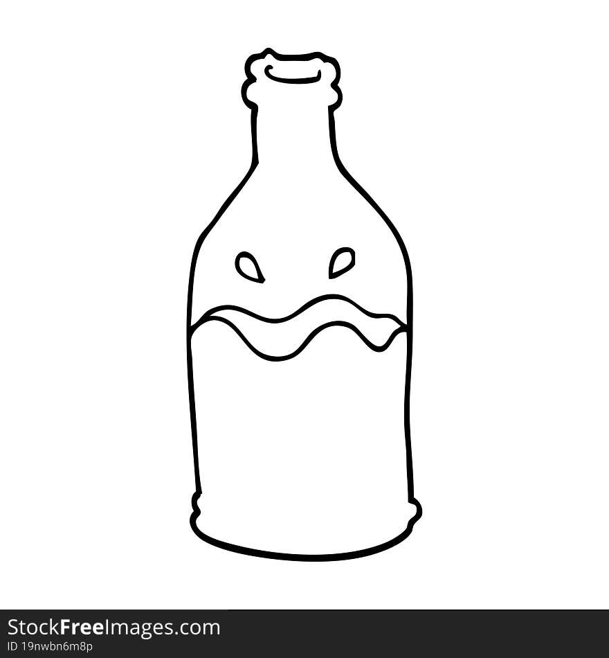 line drawing cartoon milk bottle