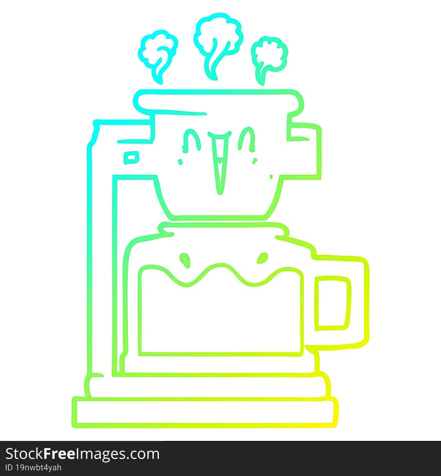 cold gradient line drawing steaming hot coffee pot