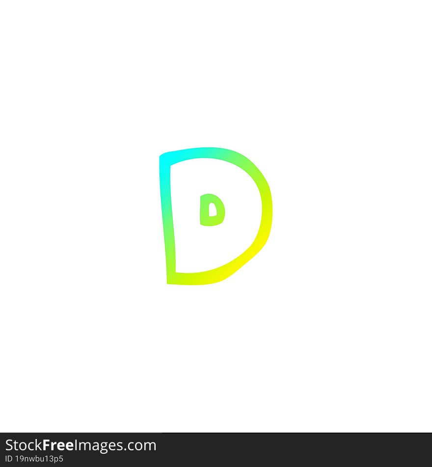 cold gradient line drawing of a cartoon letter d