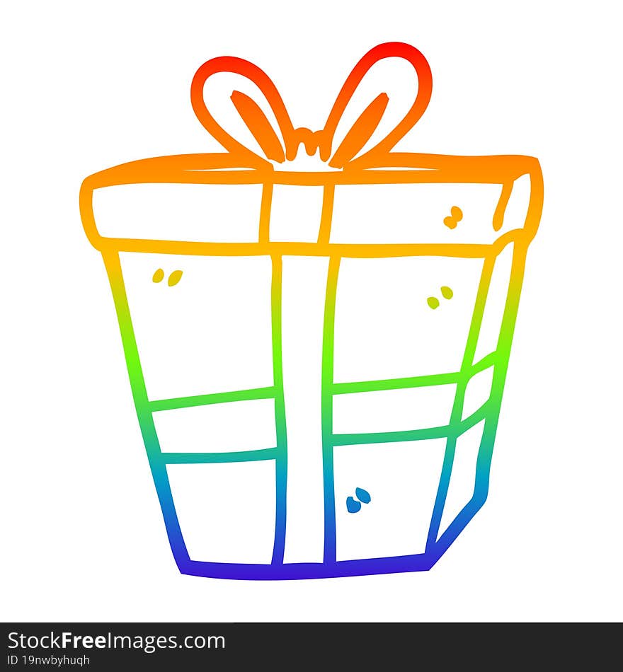 rainbow gradient line drawing cartoon wrapped present