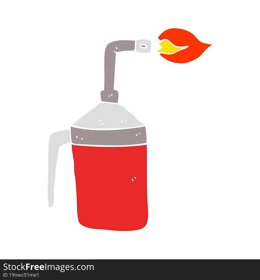 flat color illustration of a cartoon blow torch