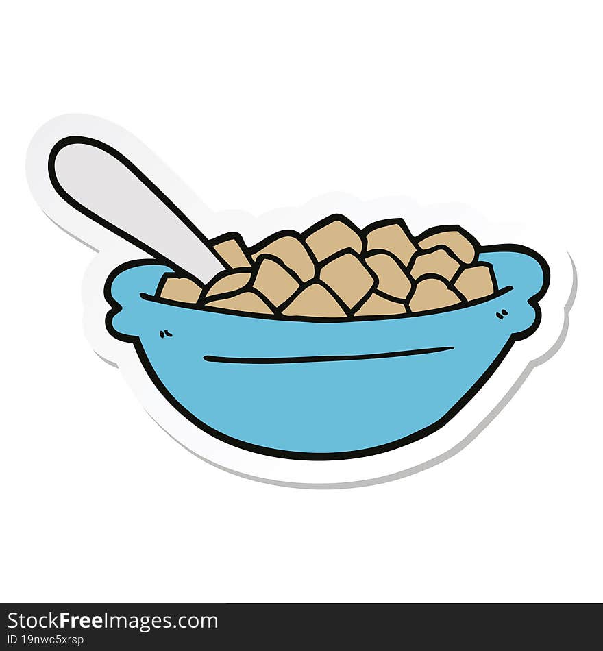 sticker of a cartoon cereal bowl