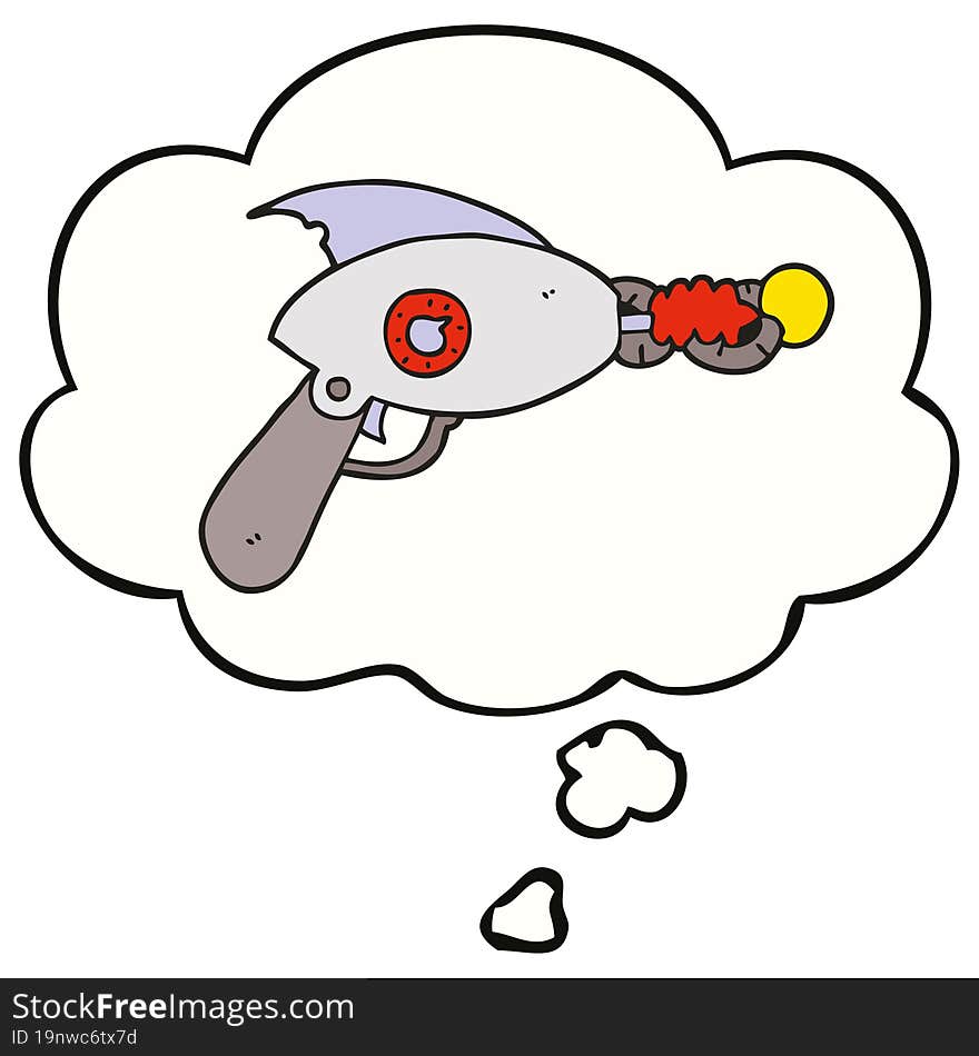 Cartoon Ray Gun And Thought Bubble