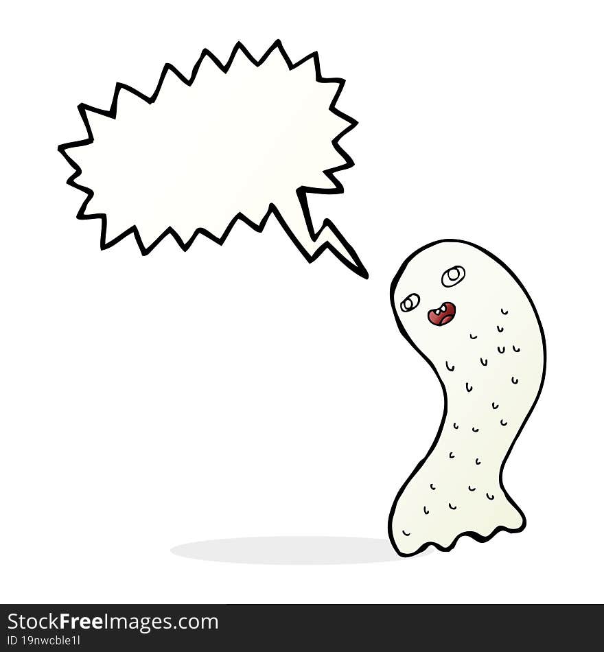 funny cartoon ghost with speech bubble