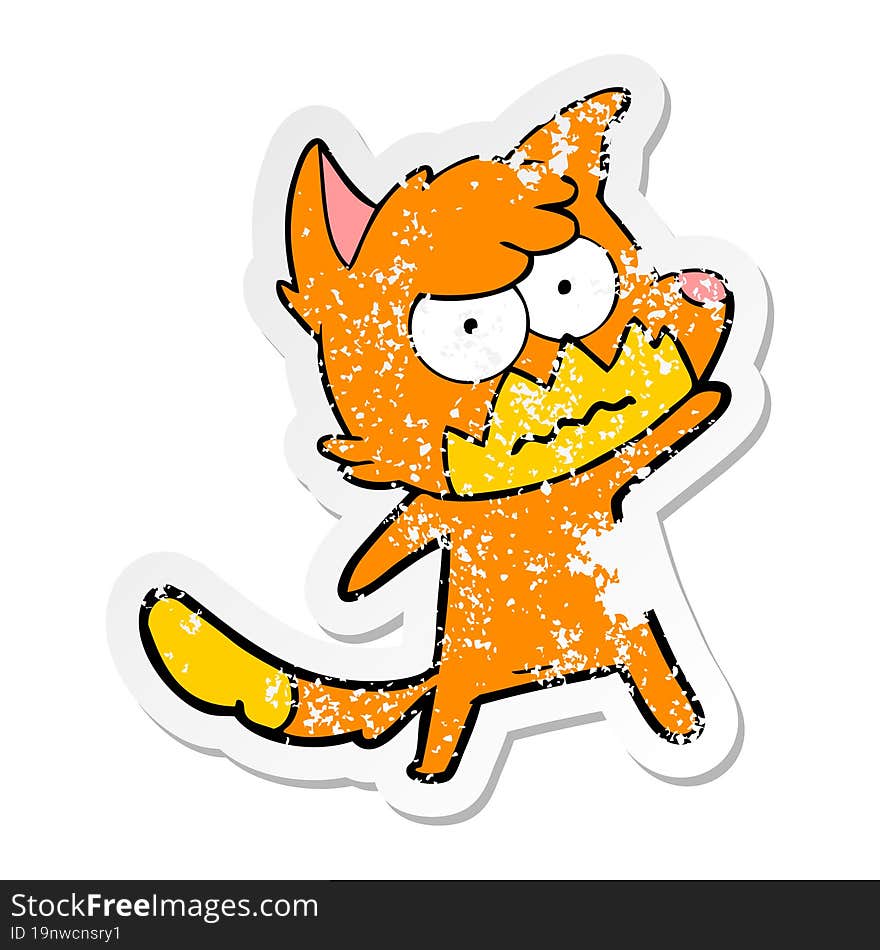 Distressed Sticker Of A Cartoon Annoyed Fox