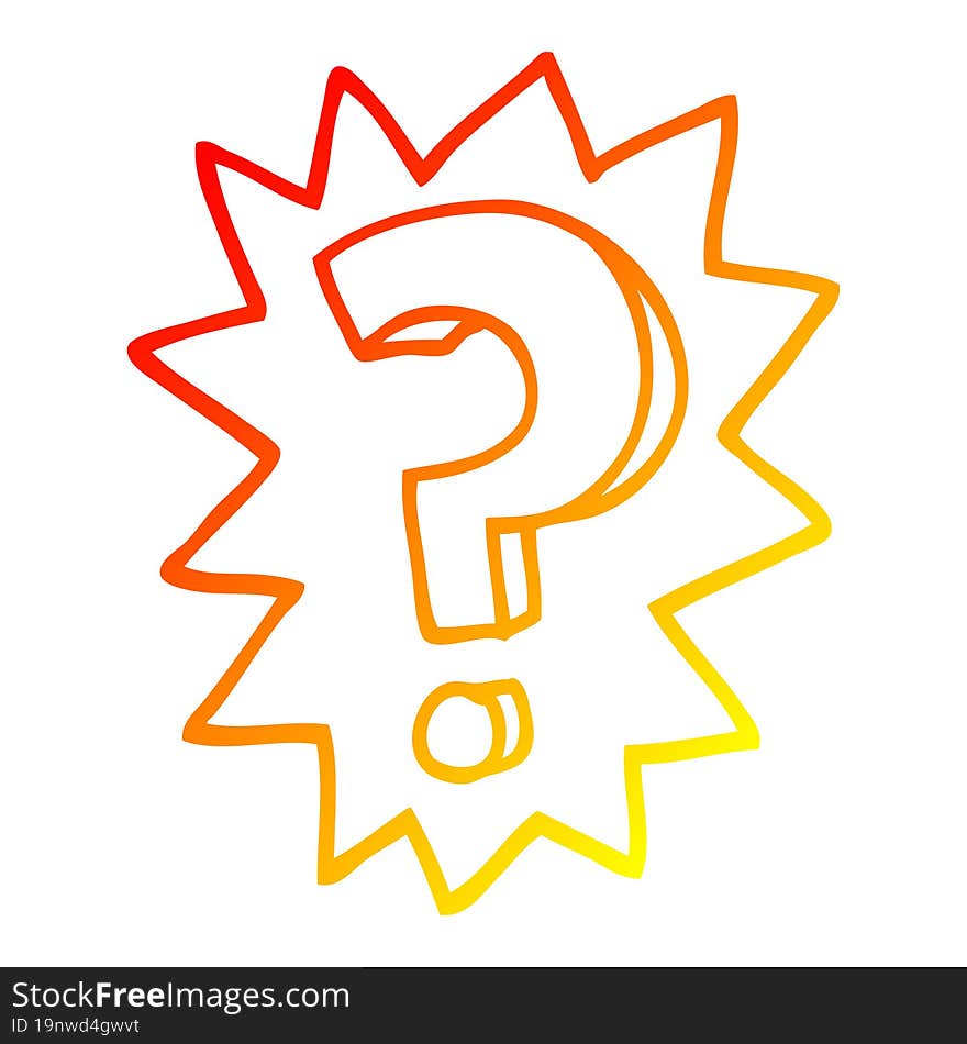 warm gradient line drawing cartoon question mark