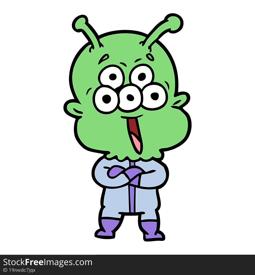 happy cartoon alien. happy cartoon alien