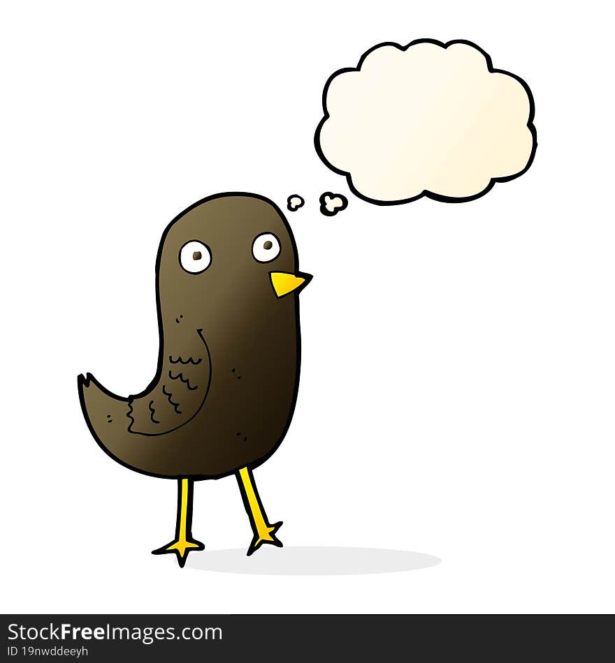 Funny Cartoon Bird With Thought Bubble