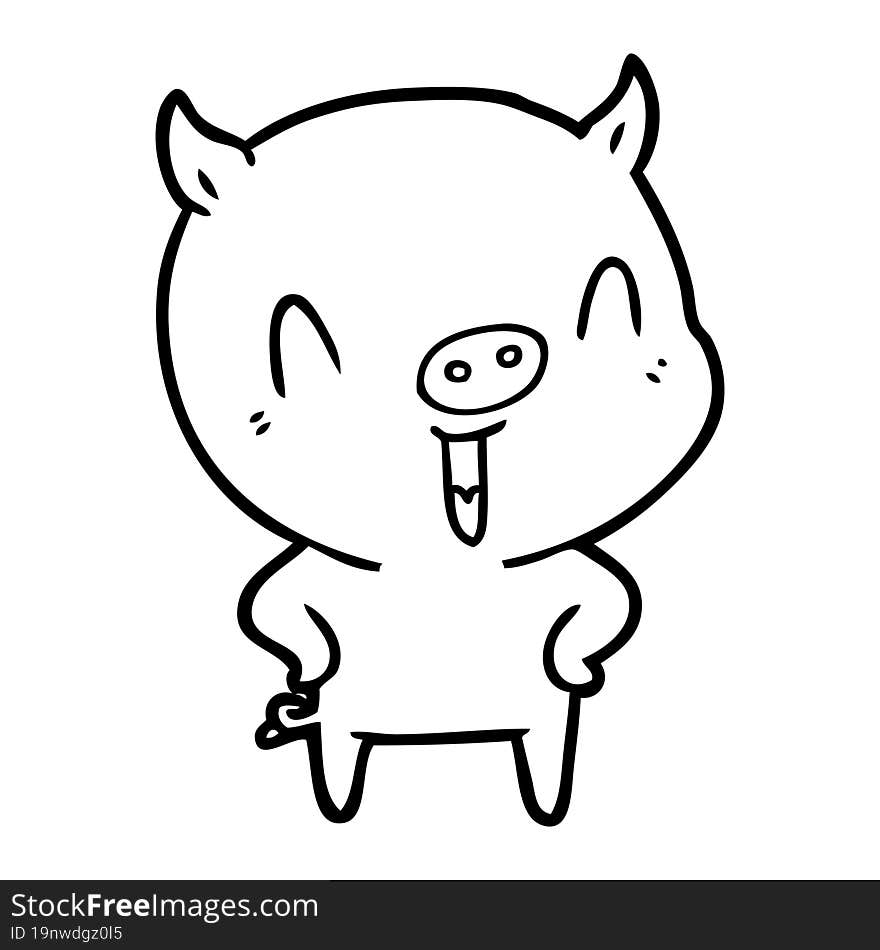 happy cartoon pig. happy cartoon pig