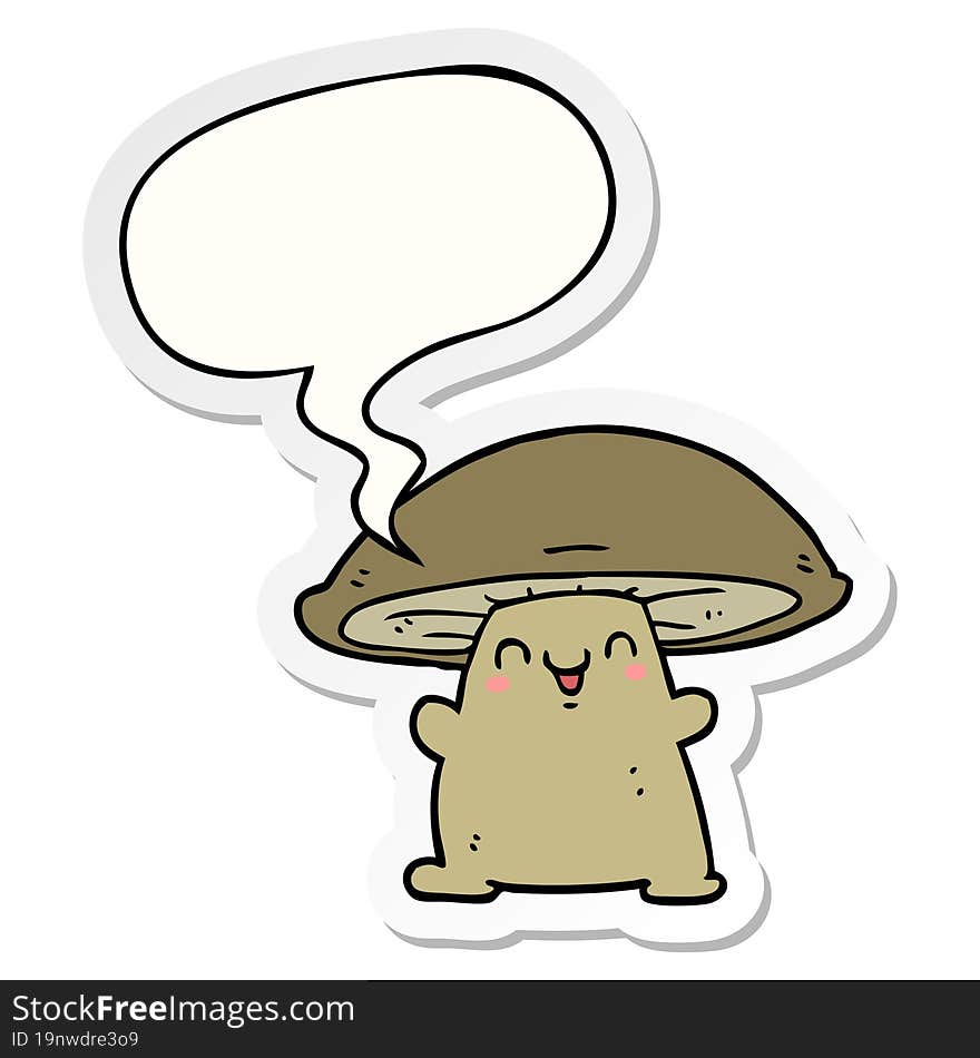 cartoon mushroom character and speech bubble sticker