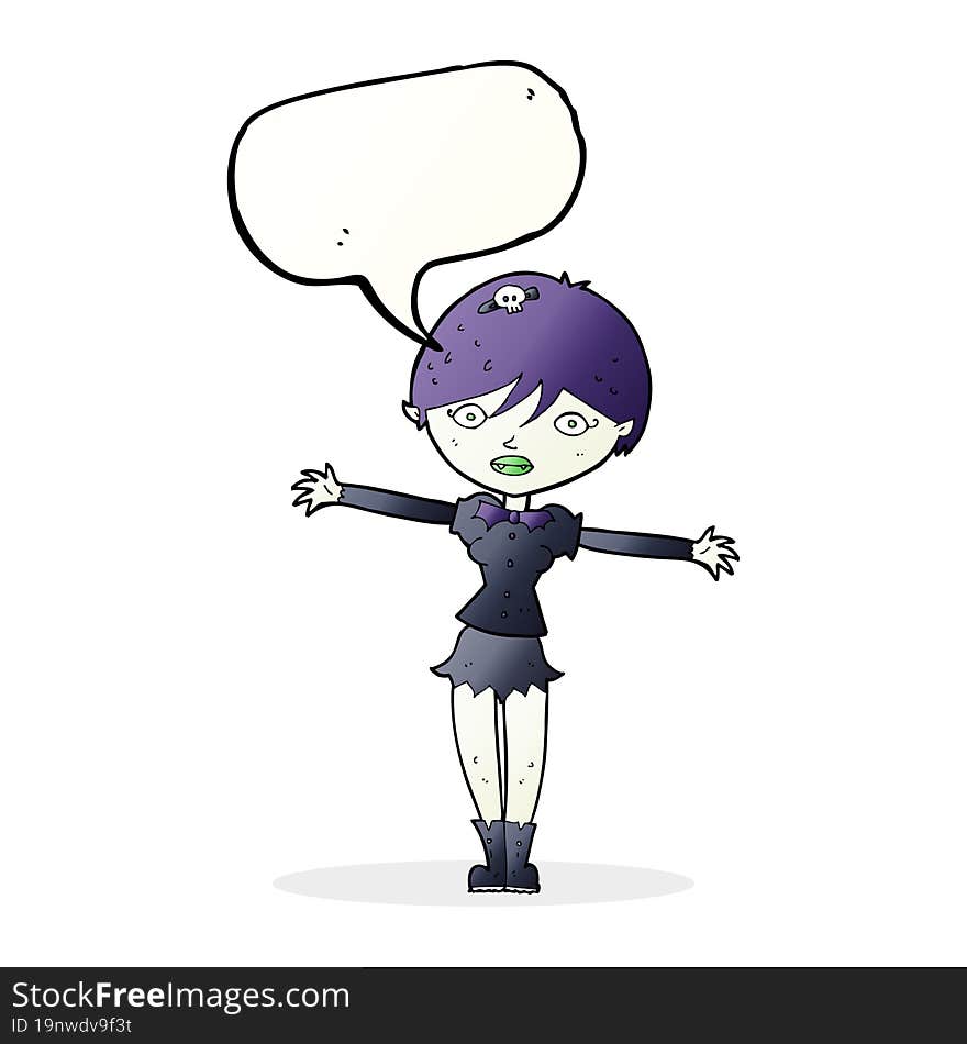 Cartoon Vampire Girl With Speech Bubble