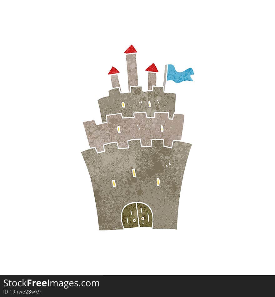 freehand retro cartoon castle