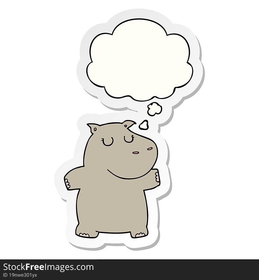 cartoon hippo and thought bubble as a printed sticker