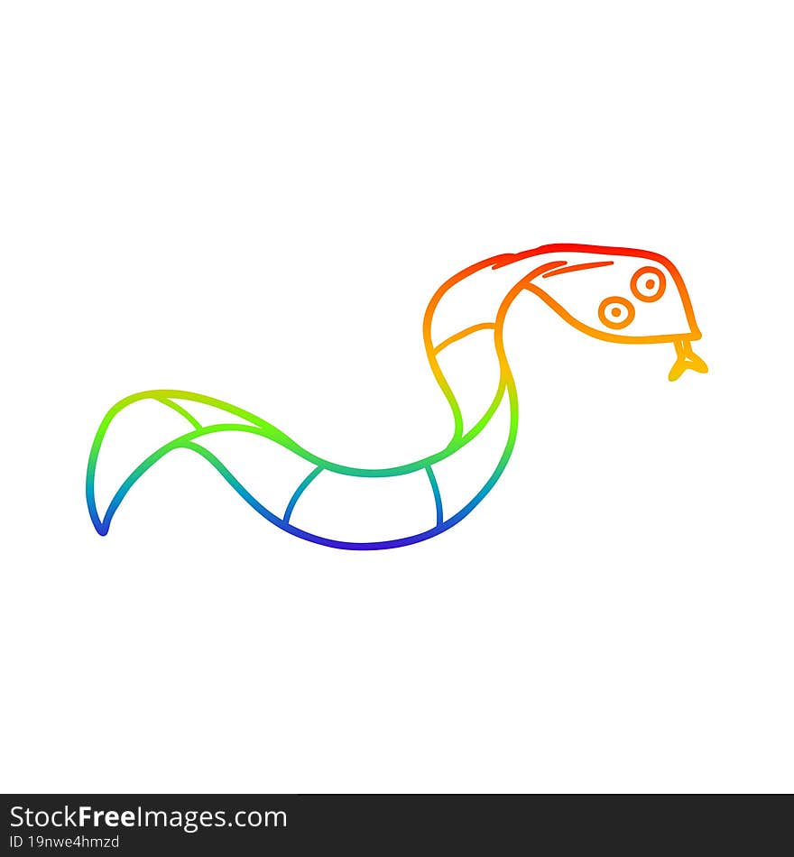 rainbow gradient line drawing cartoon snake