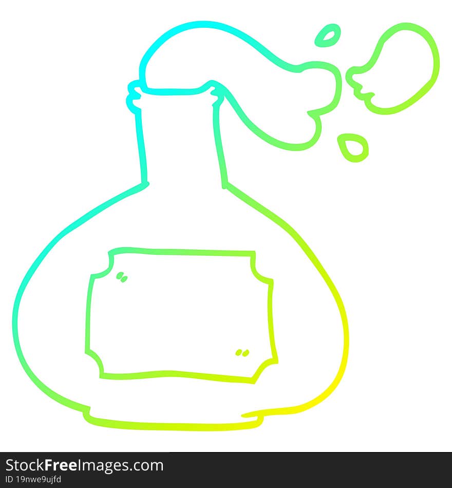 cold gradient line drawing of a cartoon smoking potion