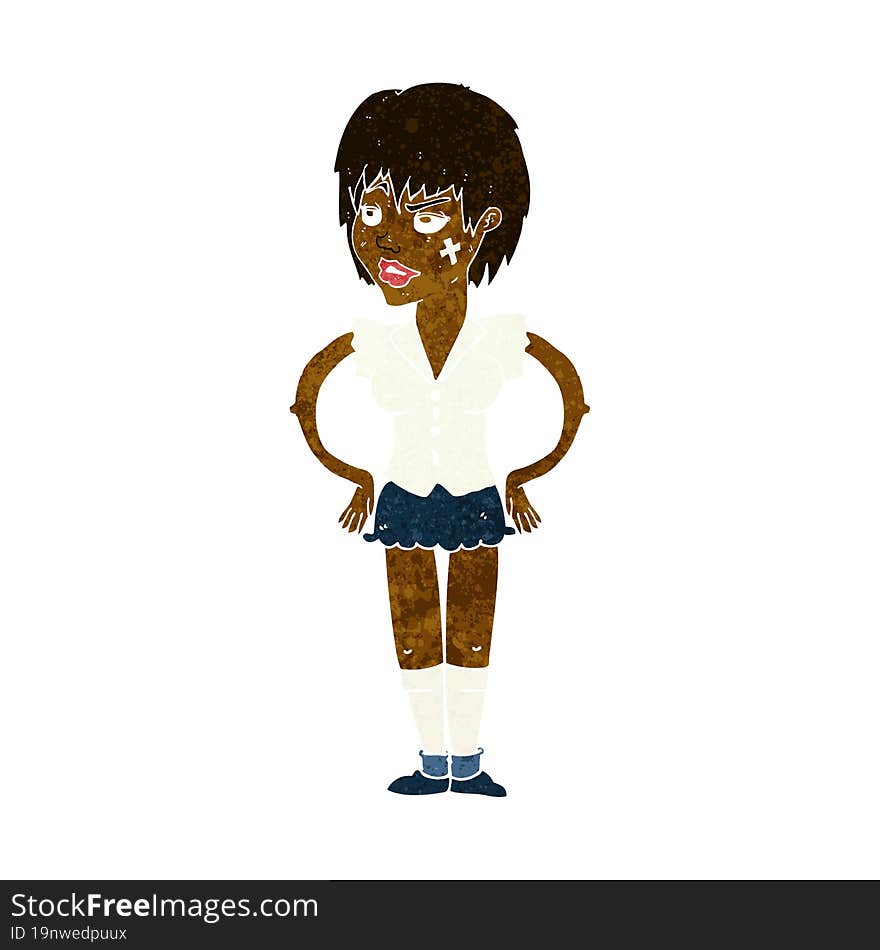 cartoon tough woman with hands on hips