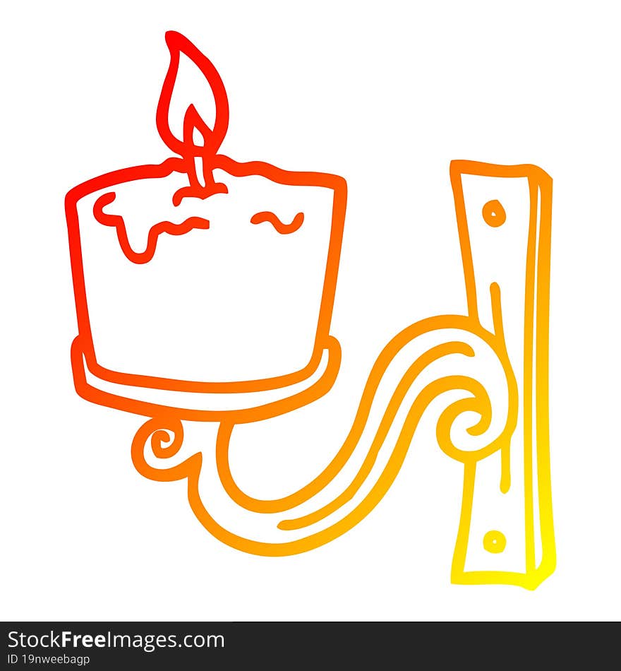 warm gradient line drawing cartoon old candle holder