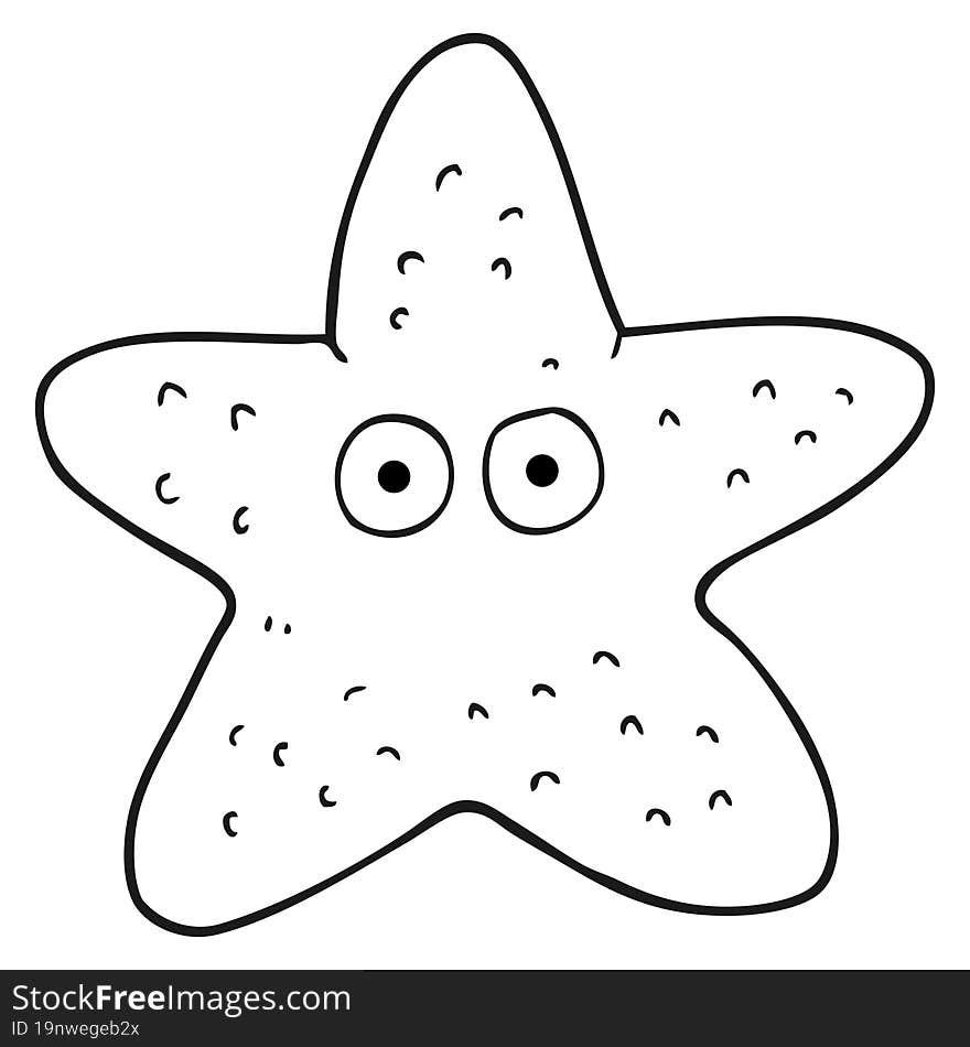 Black And White Cartoon Starfish