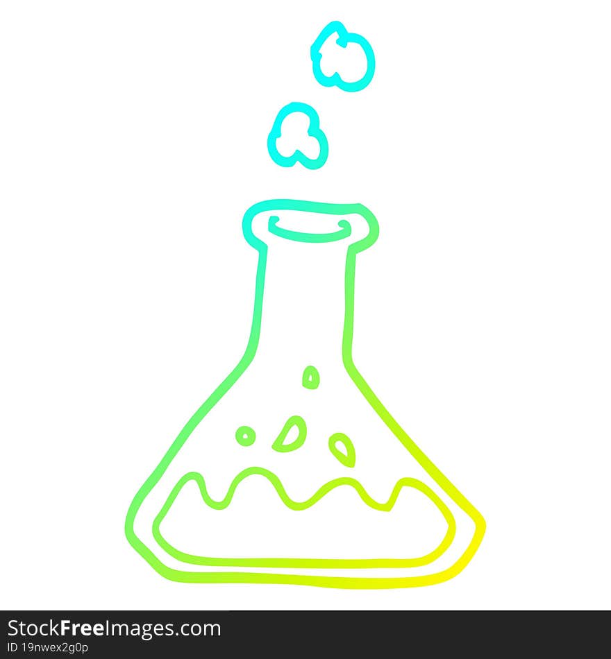 cold gradient line drawing cartoon chemicals in bottle