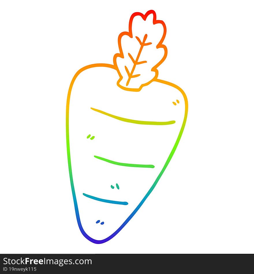 rainbow gradient line drawing of a cartoon carrot