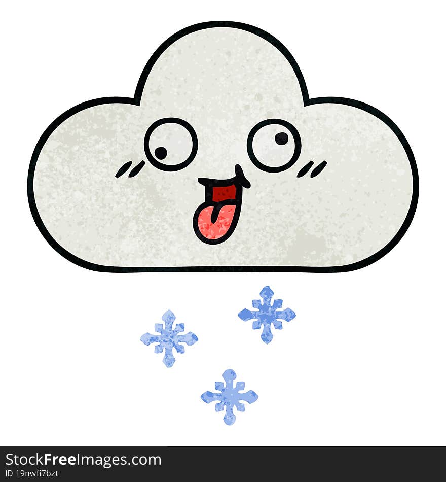 Retro Grunge Texture Cartoon Snow Cloud