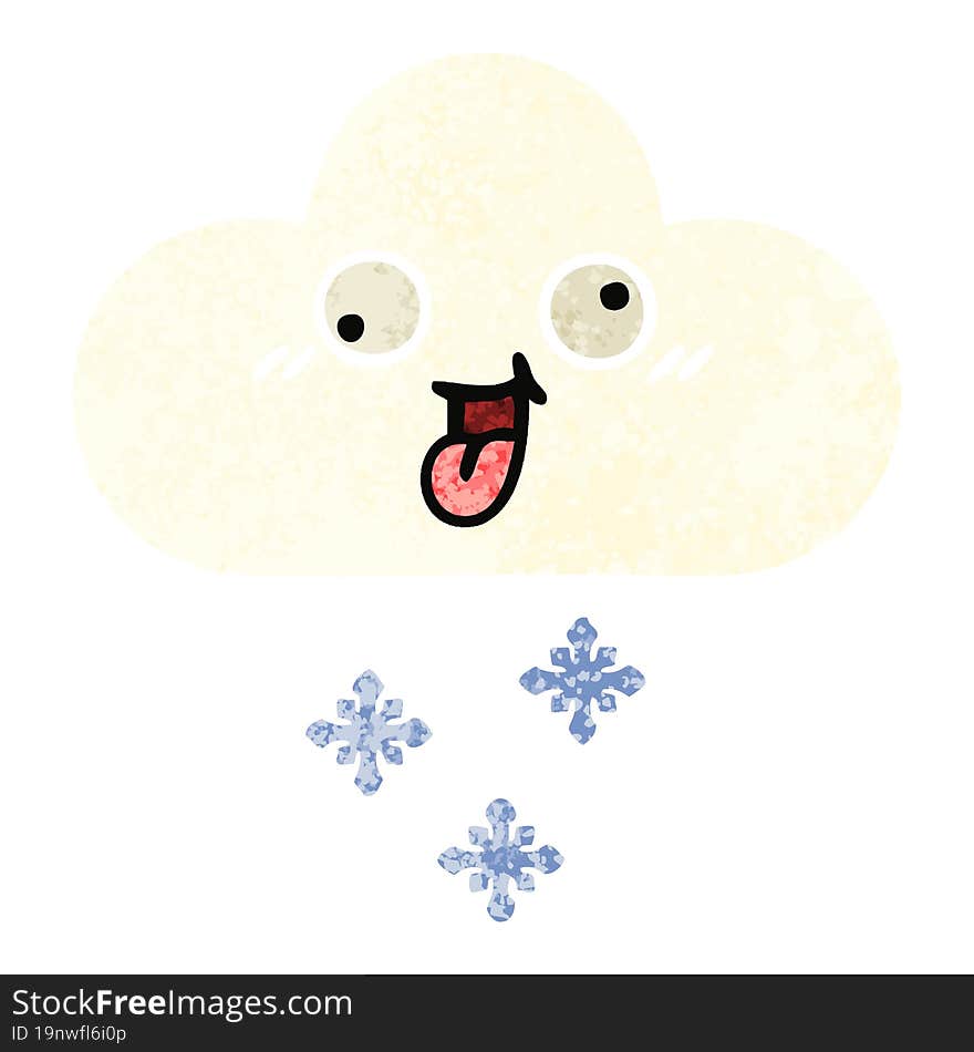 Retro Illustration Style Cartoon Snow Cloud