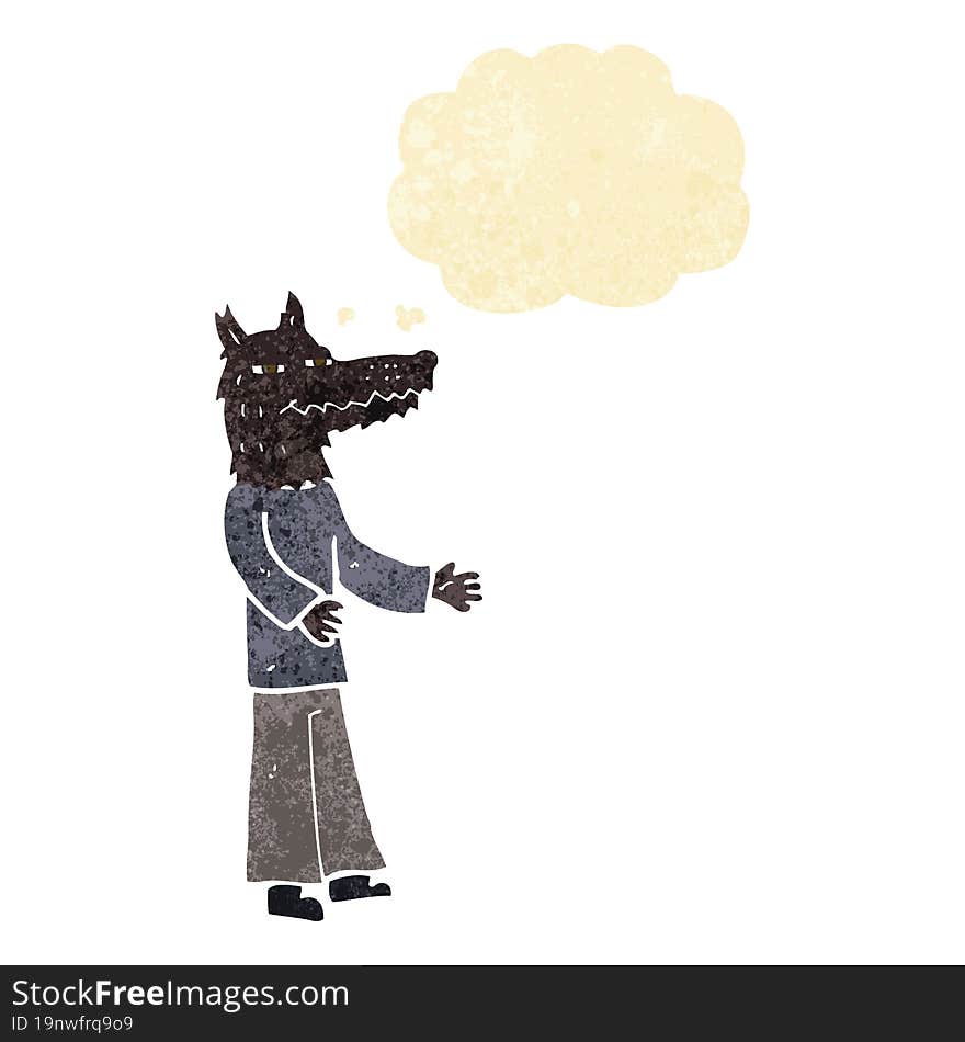 Cartoon Wolf Man With Thought Bubble