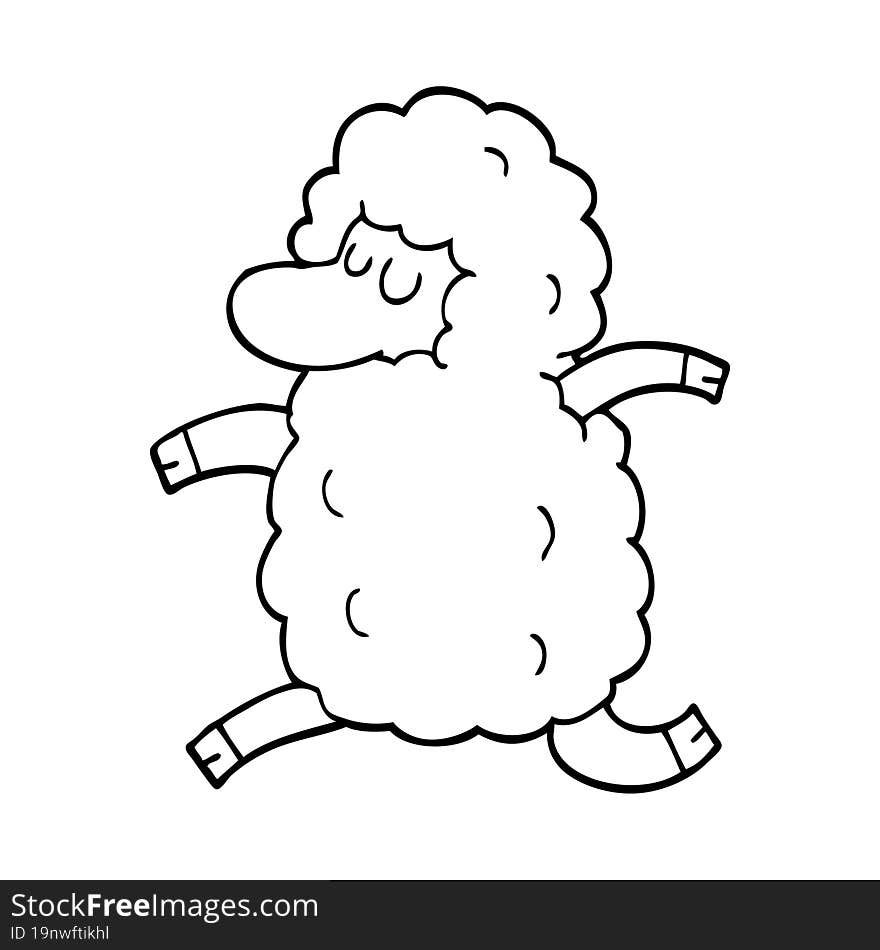line drawing cartoon sheep running