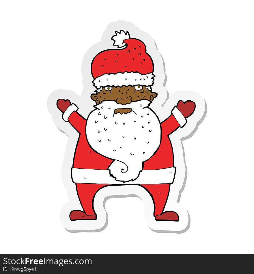 sticker of a cartoon ugly santa claus