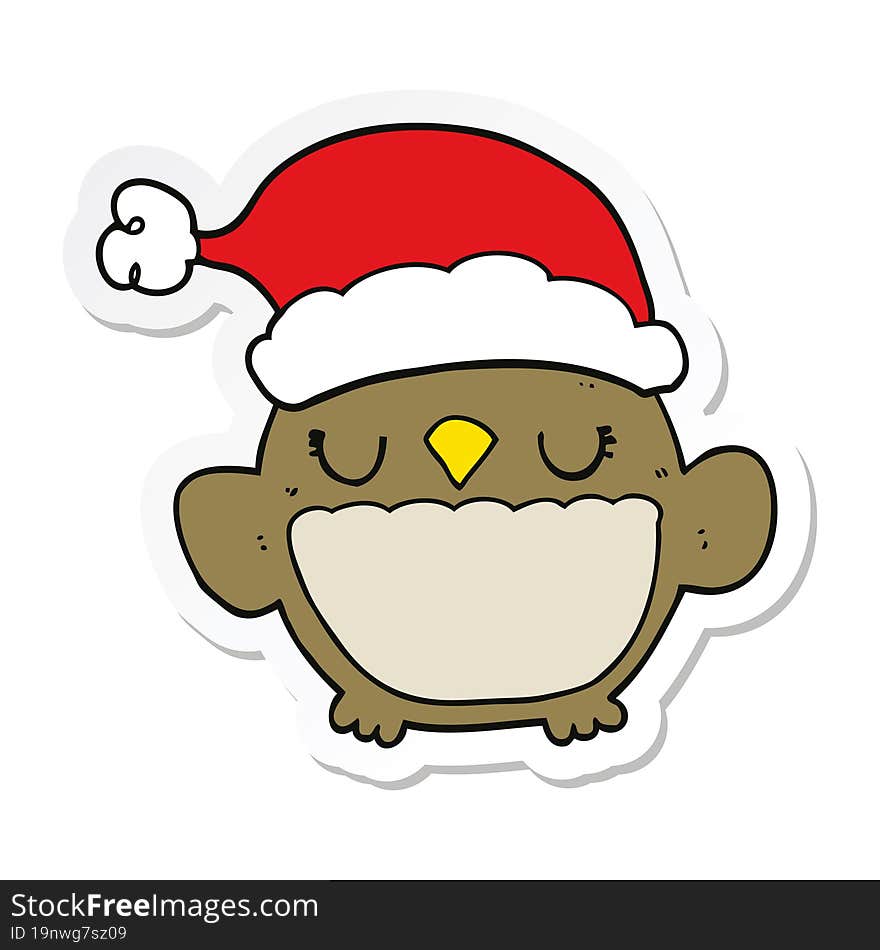 Sticker Of A Cute Christmas Owl