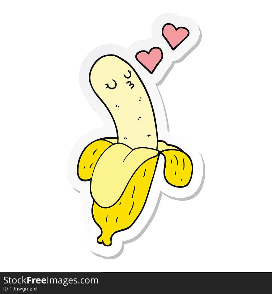 sticker of a cartoon banana in love