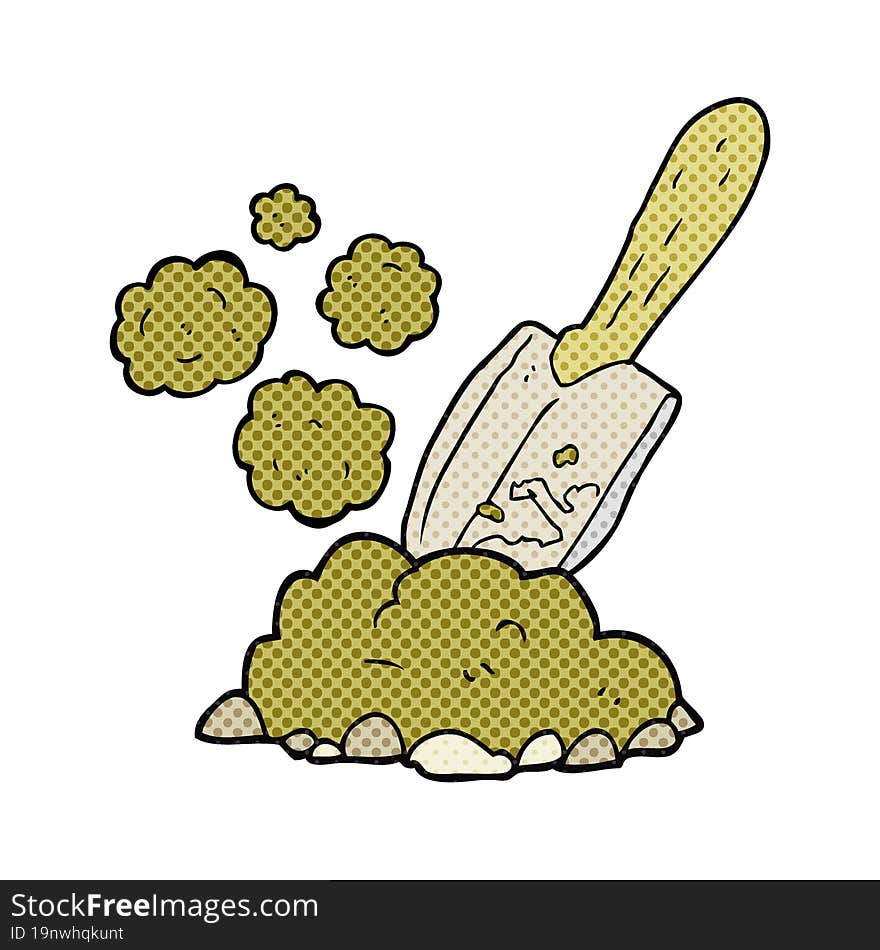 Cartoon Trowel Digging Earth