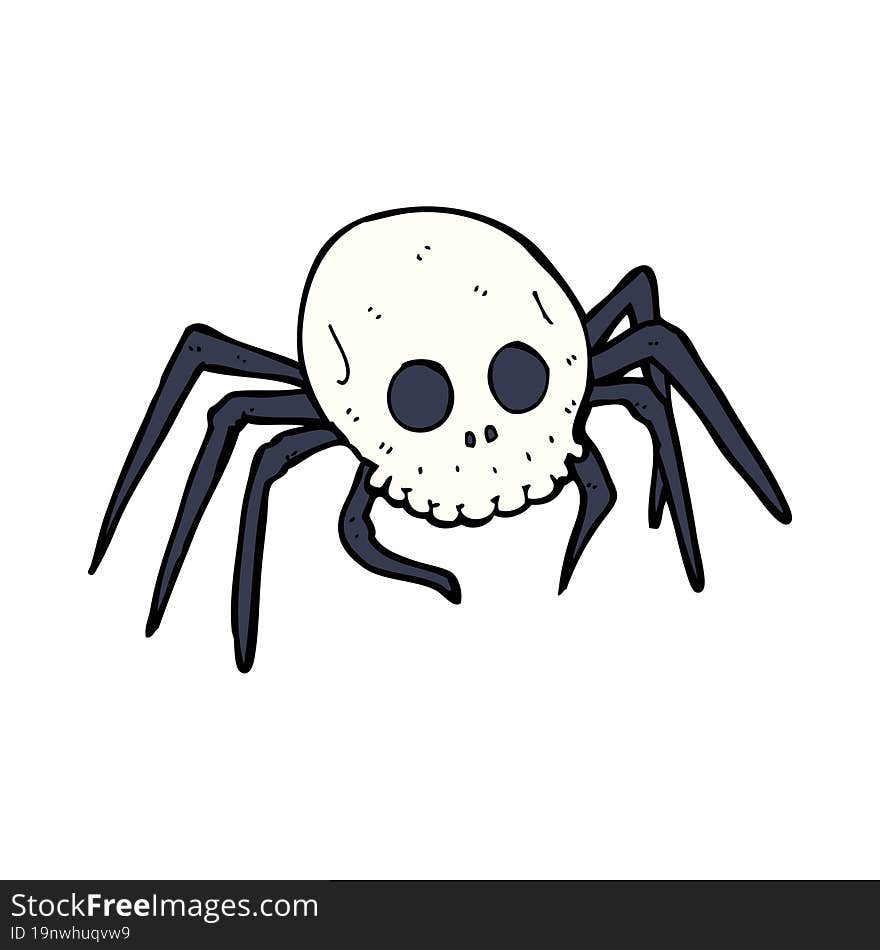 cartoon spooky halloween skull spider