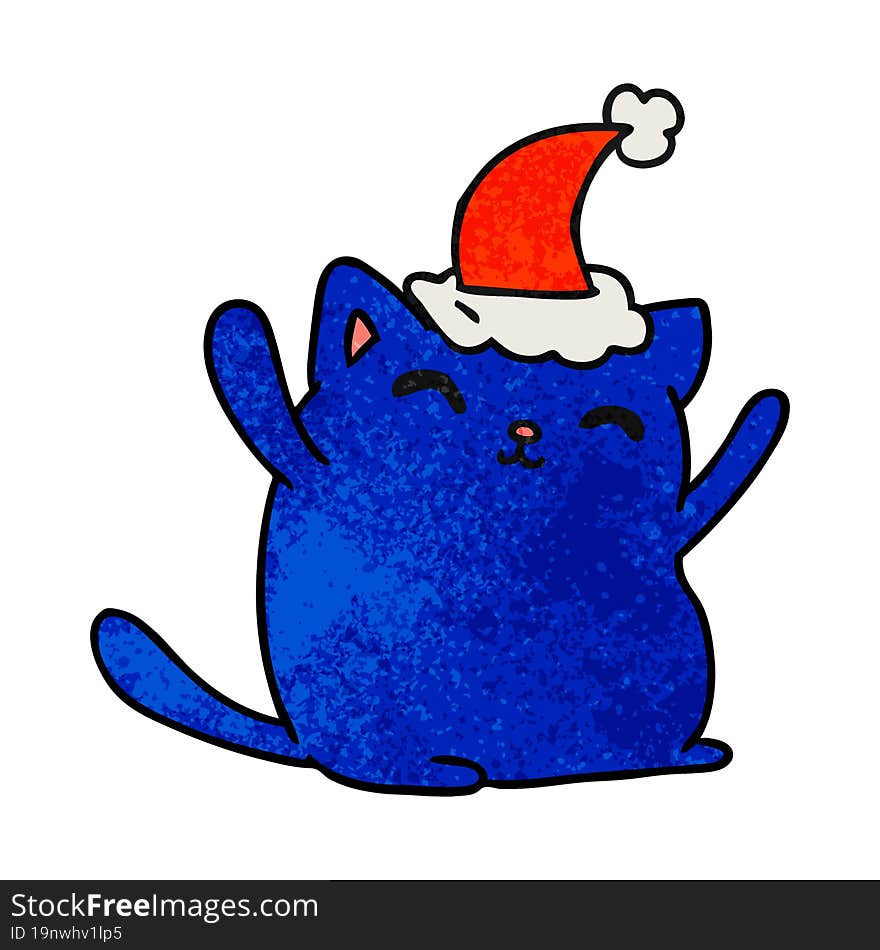 christmas textured cartoon of kawaii cat