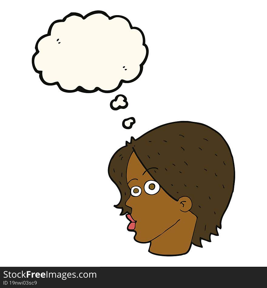 Cartoon Female Face With Thought Bubble