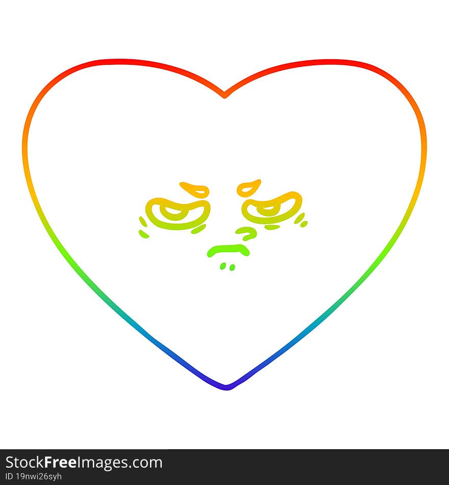 Rainbow Gradient Line Drawing Cartoon Heart