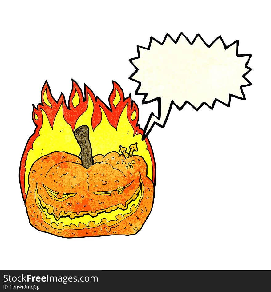 cartoon halloween pumpkin with thought bubble