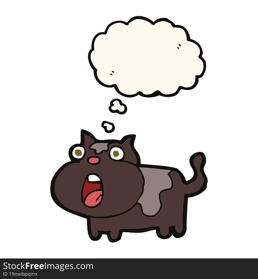 cartoon shocked cat with thought bubble