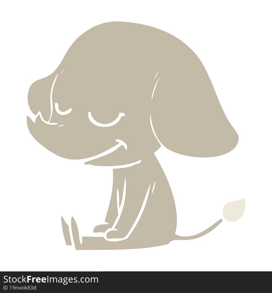 flat color style cartoon smiling elephant