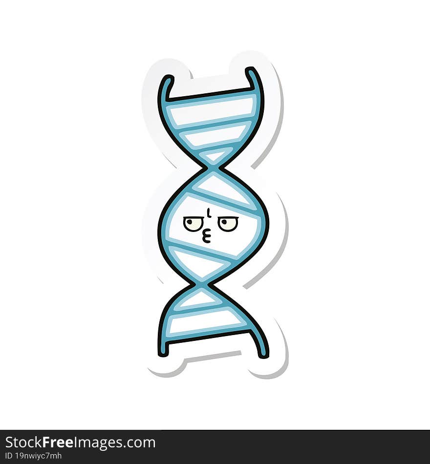 sticker of a cute cartoon DNA strand