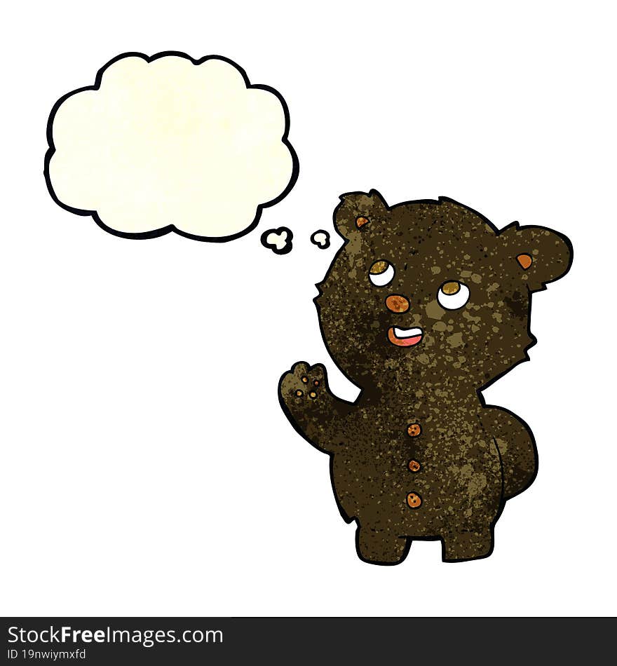 cartoon cute black bear cub with thought bubble