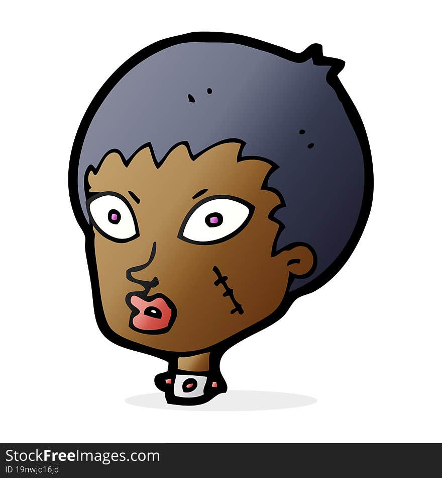 cartoon female zombie head