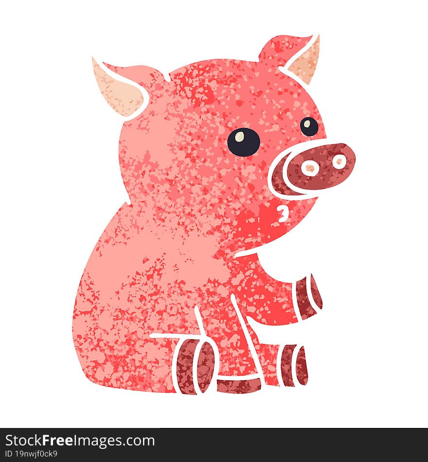 retro illustration style quirky cartoon pig. retro illustration style quirky cartoon pig