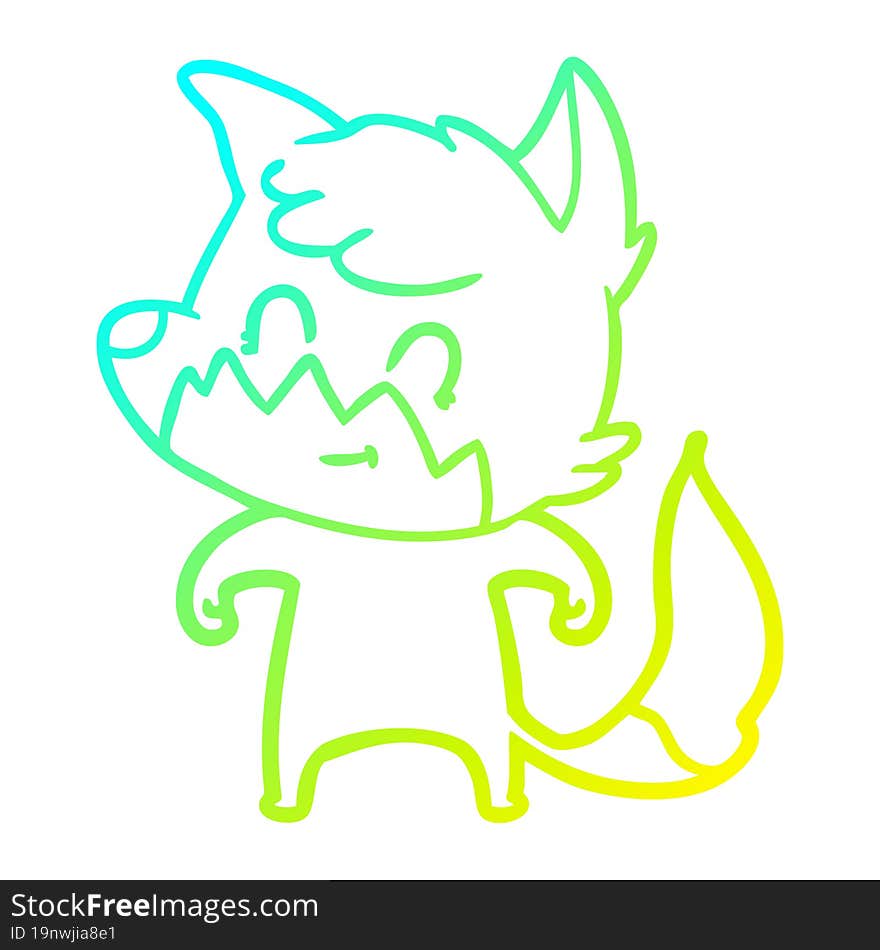 cold gradient line drawing cartoon friendly fox