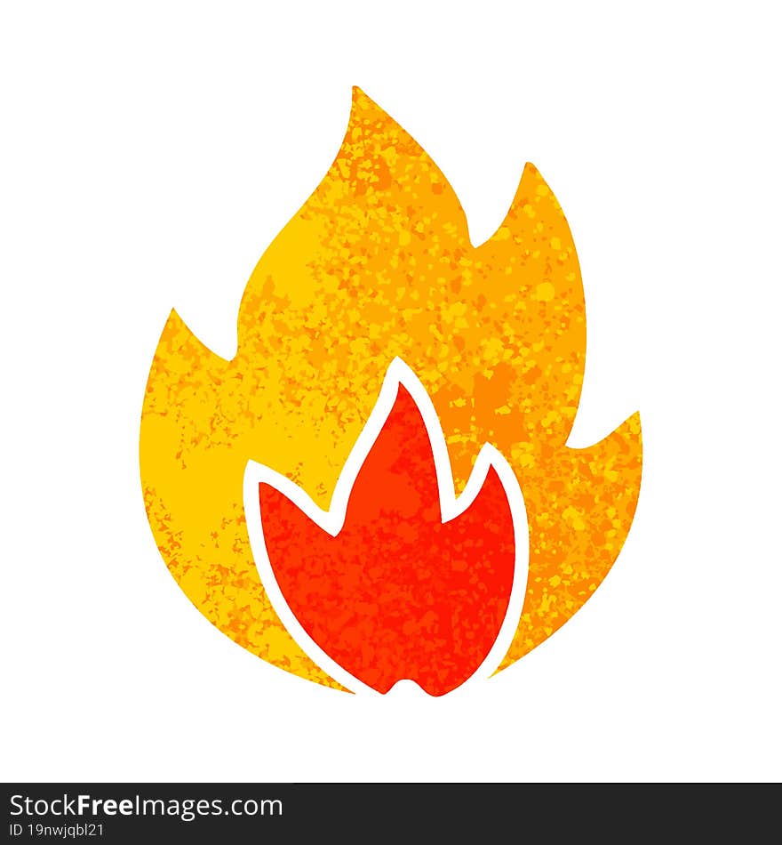 retro illustration style cartoon fire